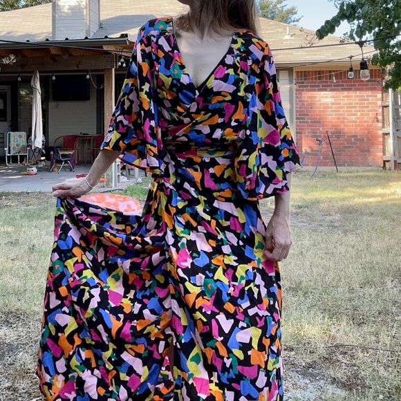 NWT Traffic People Colorful Abstract Wrap Dress - Picture 4 of 9